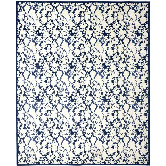 Blue and Ivory Abstract Power Loom Area Rug Photo 7