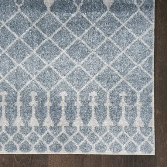 Blue and Ivory Abstract Power Loom Washable Area Rug Photo 5