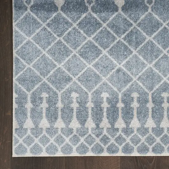 Blue and Ivory Abstract Power Loom Washable Area Rug Photo 3