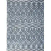 Photo of Blue and Ivory Abstract Power Loom Washable Area Rug