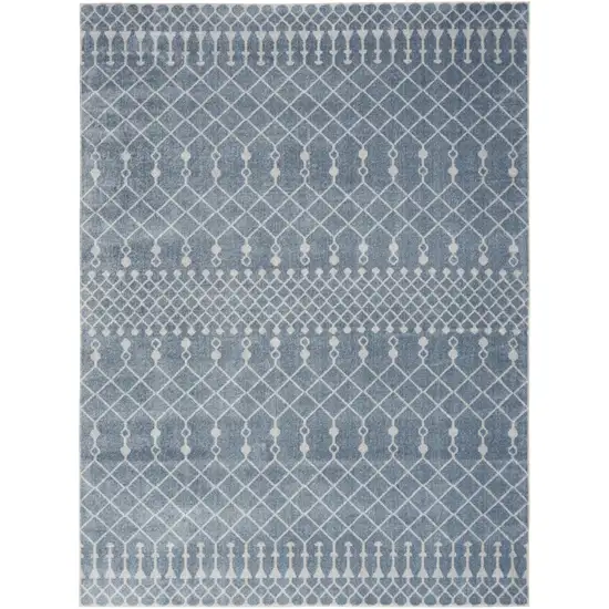 Blue and Ivory Abstract Power Loom Washable Area Rug Photo 1