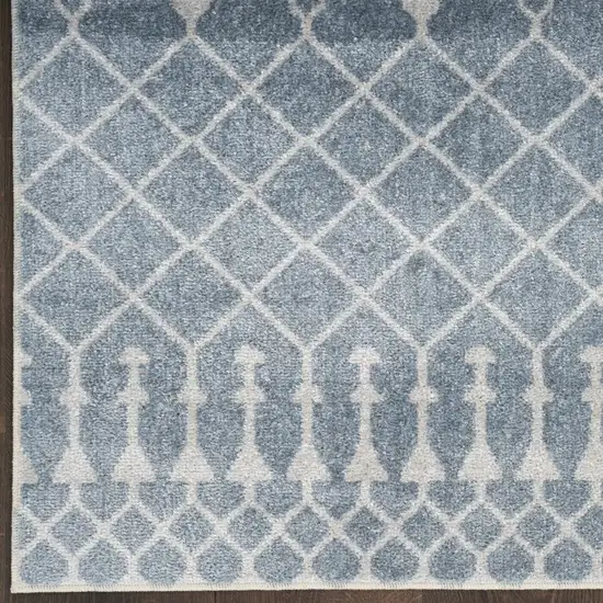 Blue and Ivory Abstract Power Loom Washable Area Rug Photo 5