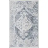 Photo of Blue and Ivory Abstract Power Loom Washable Area Rug