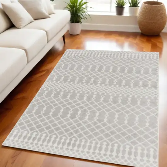 Blue and Ivory Abstract Power Loom Washable Area Rug Photo 2