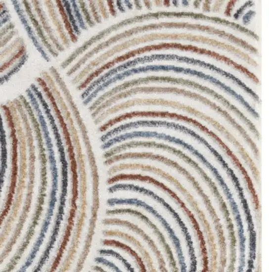 Blue and Ivory Abstract Power Loom Washable Runner Rug Photo 3