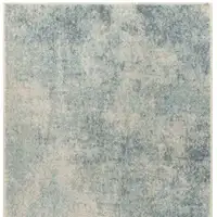 Photo of Blue and Ivory Abstract Power Loom Washable Runner Rug