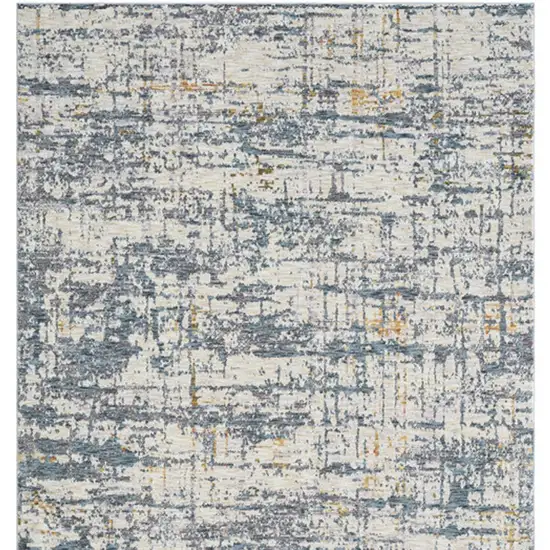 Blue and Ivory Abstract Runner Rug Photo 6