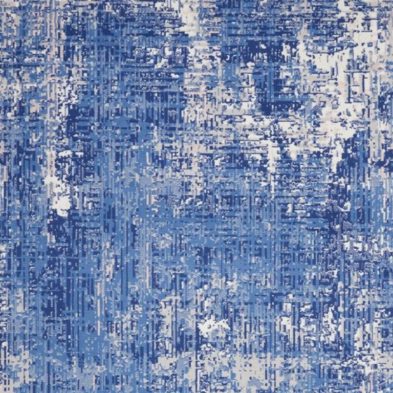 Blue and Ivory Abstract Splash Area Rug Photo 4