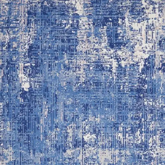 Blue And Ivory Abstract Dhurrie Area Rug Photo 3