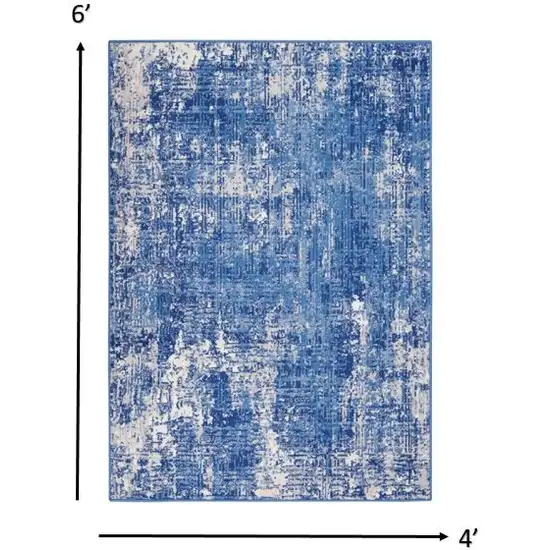 Blue and Ivory Abstract Splash Area Rug Photo 4