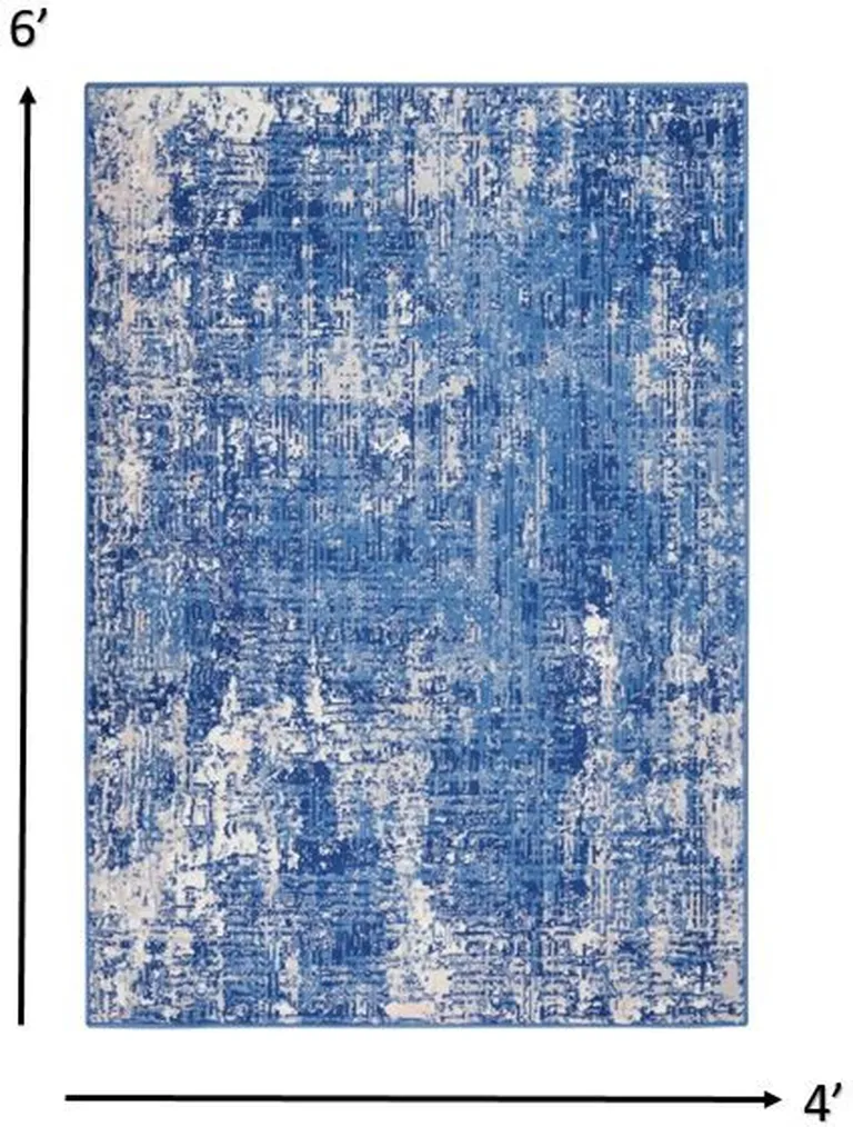 Blue and Ivory Abstract Splash Area Rug Photo 1