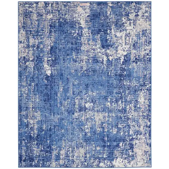 Blue And Ivory Abstract Dhurrie Area Rug Photo 2