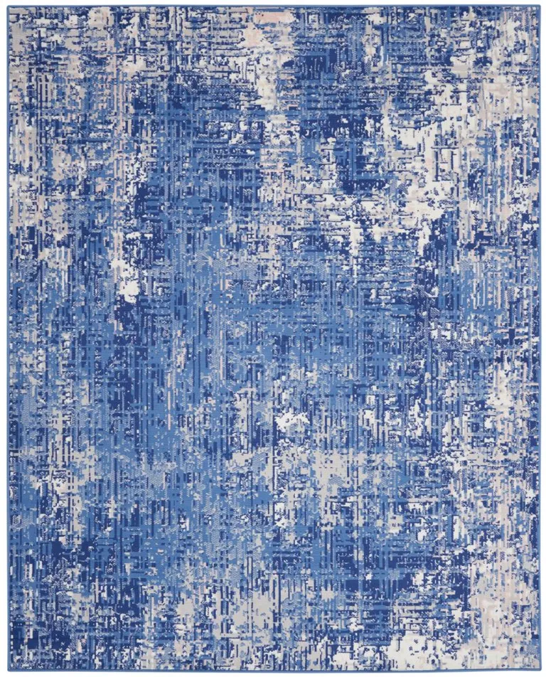 Blue and Ivory Abstract Splash Area Rug Photo 3