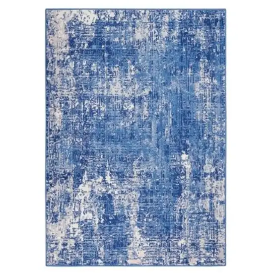 Blue And Ivory Abstract Dhurrie Area Rug Photo 5