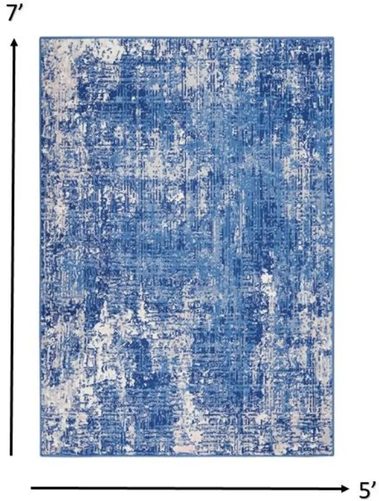 Blue and Ivory Abstract Splash Area Rug Photo 1