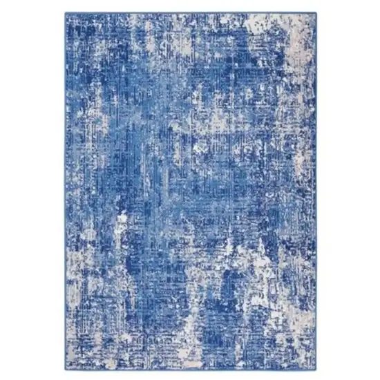 Blue And Ivory Abstract Dhurrie Area Rug Photo 3