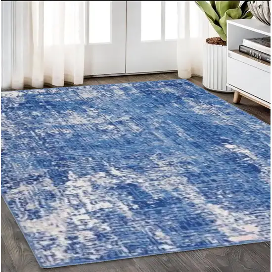 Blue And Ivory Abstract Dhurrie Area Rug Photo 1