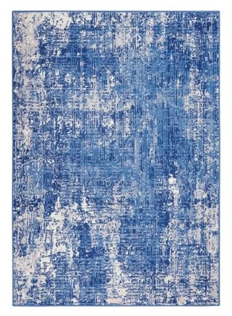 Blue and Ivory Abstract Splash Area Rug Photo 2