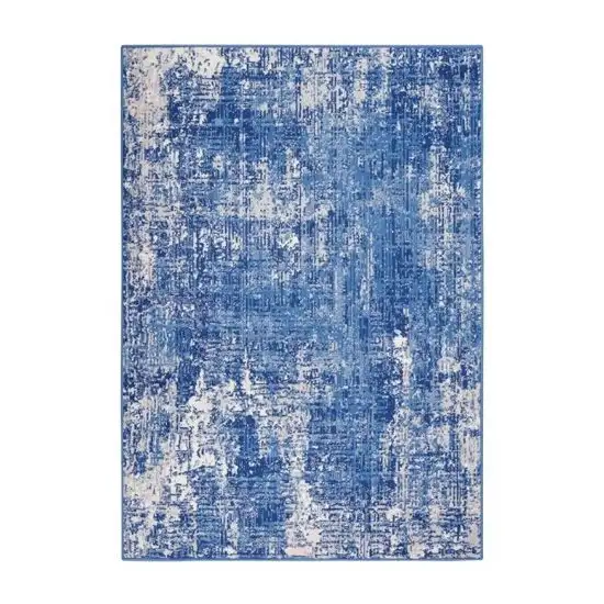 Blue And Ivory Abstract Dhurrie Area Rug Photo 5