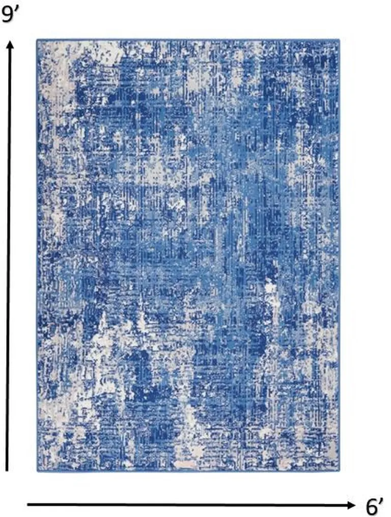 Blue and Ivory Abstract Splash Area Rug Photo 1