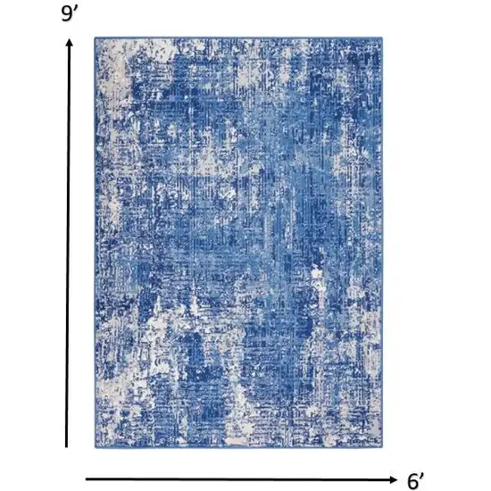 Blue and Ivory Abstract Splash Area Rug Photo 4