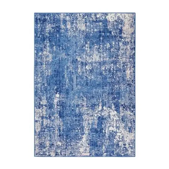 Blue And Ivory Abstract Distressed Area Rug Photo 4