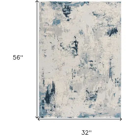 Blue and Ivory Abstract Strokes Area Rug Photo 1