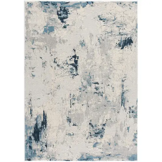 Blue and Ivory Abstract Strokes Area Rug Photo 3