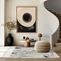 Photo of Blue and Ivory Abstract Strokes Area Rug