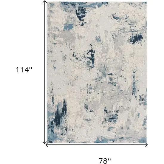 Blue and Ivory Abstract Strokes Area Rug Photo 2