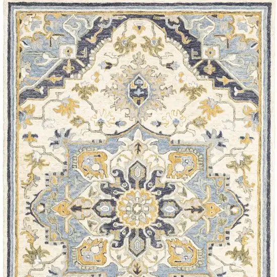 Blue and Ivory Bohemian Area Rug Photo 4