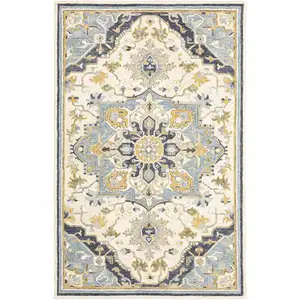 Photo of Blue and Ivory Bohemian Area Rug