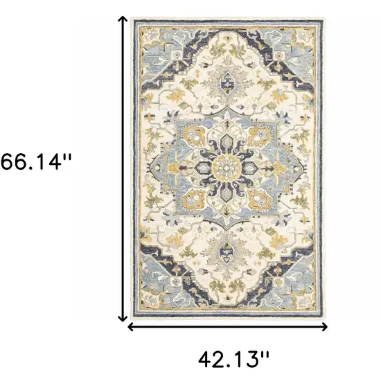 Blue and Ivory Bohemian Area Rug Photo 5