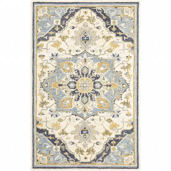 Blue and Ivory Bohemian Area Rug Photo 1