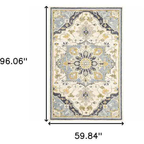 Blue and Ivory Bohemian Area Rug Photo 5