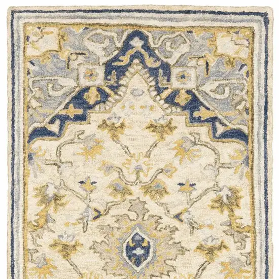 Blue and Ivory Bohemian Runner Rug Photo 4