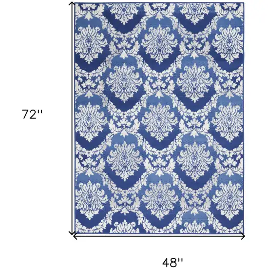 Blue Floral Dhurrie Area Rug Photo 3