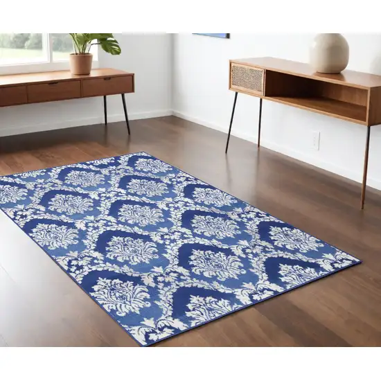 Blue Floral Dhurrie Area Rug Photo 1