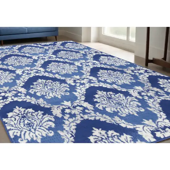 Blue Floral Dhurrie Area Rug Photo 1