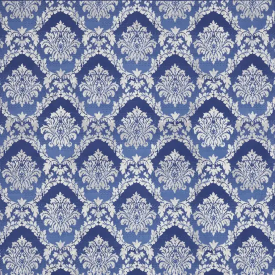 Blue and Ivory Damask Distressed Non Skid Area Rug Photo 6