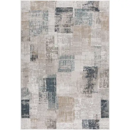 Blue and Ivory Distressed Diamonds Area Rug Photo 2