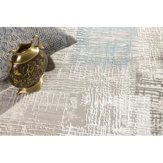 Blue and Ivory Distressed Diamonds Area Rug Photo 5