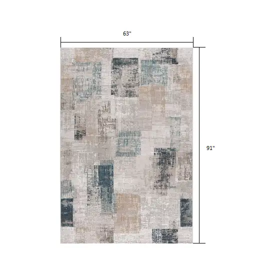 Blue and Ivory Distressed Diamonds Area Rug Photo 1