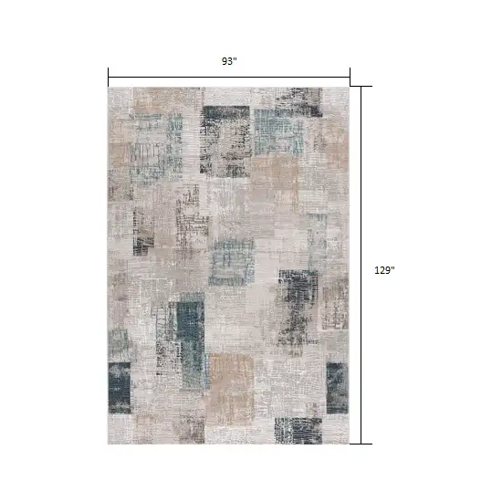 Blue and Ivory Distressed Diamonds Area Rug Photo 1