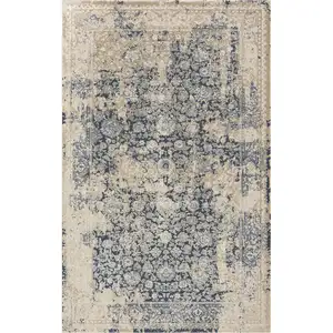 Photo of Blue and Ivory Floral Area Rug