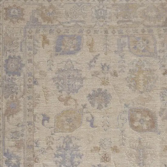 Blue and Ivory Floral Hand Knotted Area Rug Photo 5