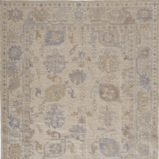 Blue and Ivory Floral Hand Knotted Area Rug Photo 6