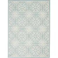 Photo of Blue and Ivory Floral Medallion Power Loom Area Rug