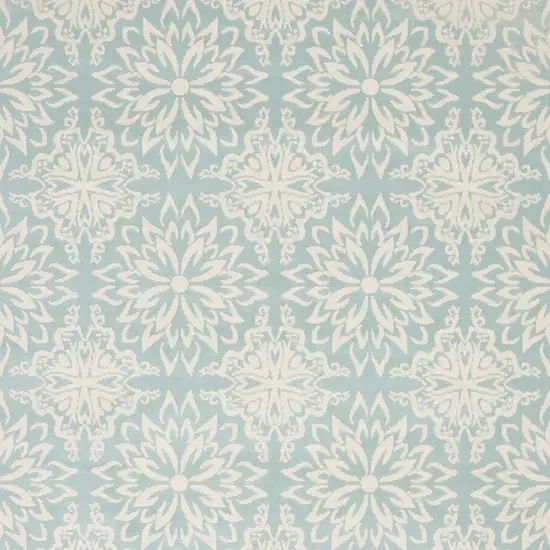 Blue and Ivory Floral Medallion Power Loom Area Rug Photo 9