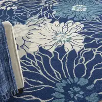 Photo of Blue and Ivory Floral Power Loom Area Rug